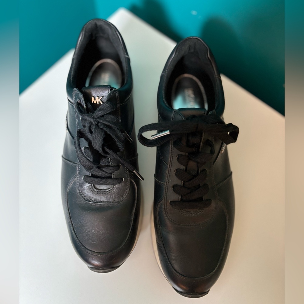 Michael Kors Allie Black Leather Sneakers - Picture 2 of 7